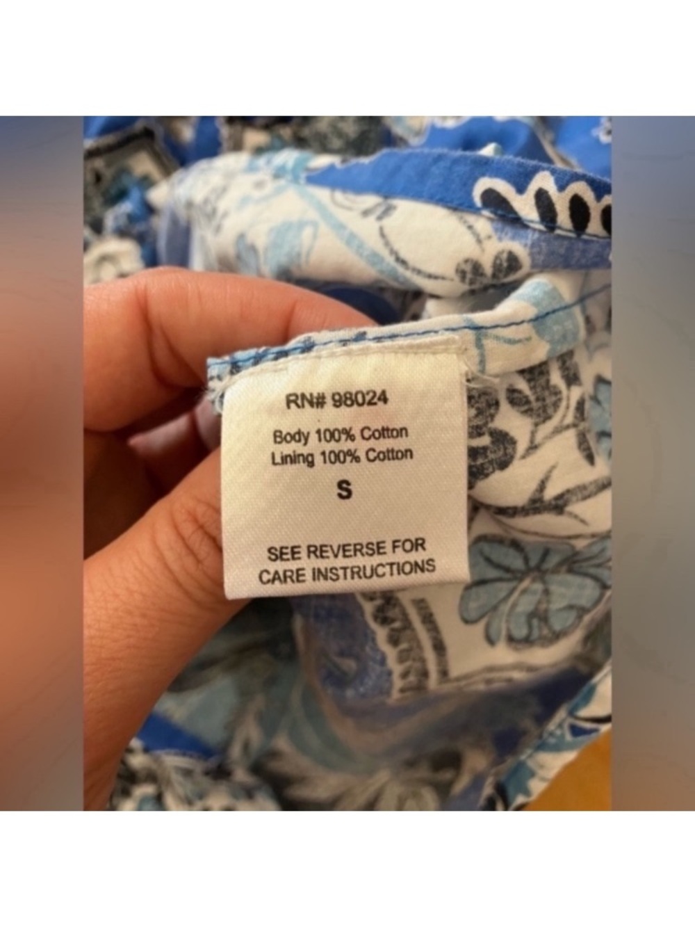 Love the Label Anthropologie Clementine Poppy Blue Print Top - Picture 4 of 9